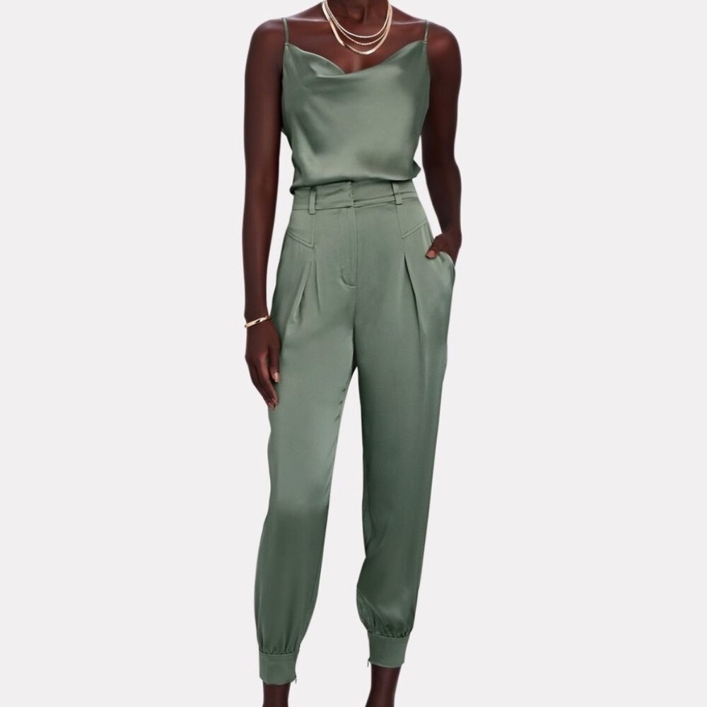 Intermix Elsie Silk Cowl Neck Bodysuit Sage Green Small Sleeveless Satin‎ Top